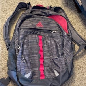 Grey and Pink Adidas Backpack